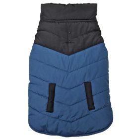 Fashion Pet Reversible Color Block Puffer Dog Jacket Blue - Large