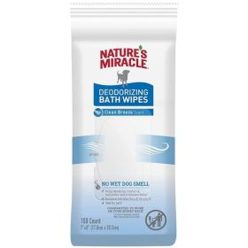 Natures Miracle Deodorizing Bath Wipes for Dogs Clean Breeze Scent - 100 count