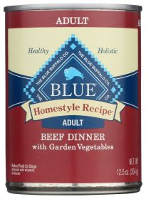 BLUE BUFFALO: Homestyle Recipe Adult Dog Food Beef Dinner with Garden Vegetables, 12.50 oz