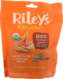 RILEY'S ORGANIC: Peanut Butter & Molasses Recipe Small Bone Dog Treats, 5 oz