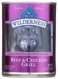 BLUE BUFFALO: Wilderness Adult Dog Food Beef and Chicken Grill, 12.50 oz