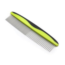 Dog Comb for Removes Tangles and Knots - Cat Comb for Removing Matted Fur - Grooming Tool with Stainless Steel Teeth and Non-Slip Grip Handle - Best