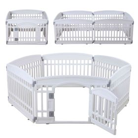 Pet Playpen Foldable Gate for Dogs Heavy Plastic Puppy Exercise Pen with Door Portable Indoor Outdoor Small Pets Fence Puppies Folding Cage 6 Panels