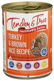 TENDER AND TRUE: Turkey and Brown Rice Canned Dog Food, 13.2 oz