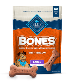 BLUE BUFFALO: Biscuit Lrg Bacon Bones, 16 oz