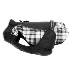 Alpine All-Weather Dog Coat (Color: Black and White Plaid, Size: X-Small)