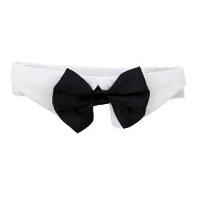 White Collar with Black Satin Bow Tie (Size: X-Small)