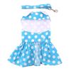 Blue Polka Dot Dog Dress with Matching Leash