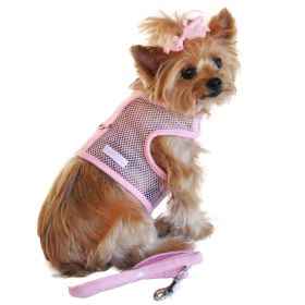 Cool Mesh Dog Harness with Leash (Color: Solid Pink, Size: X-Small)