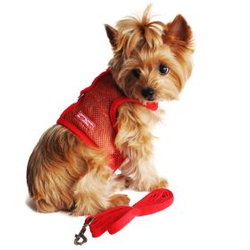 Cool Mesh Dog Harness with Leash (Color: Solid Red, Size: X-Small)