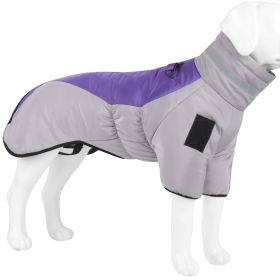 Warm Dog Jacket Winter Coat Reflective Waterproof Windproof Dog Snow Jacket Clothes with Zipper (Color: Purple-Gray, Size: XL)