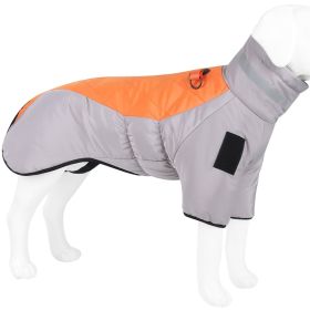 Warm Dog Jacket Winter Coat Reflective Waterproof Windproof Dog Snow Jacket Clothes with Zipper (Color: Orange-Gray, Size: 5XL)