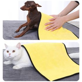 New coral velvet speed pet dry towel dog cat bath towel soft absorbent pet bath towel (Color: [For adult cats] 30 * 60cm, Size: yellow)