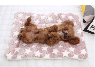 Cat dog sleeping mat warm thickened Sleeping pad blanket;  dog house warm mattress pet cushion (colour: Blue white star, Size: No.3 49*32cm)