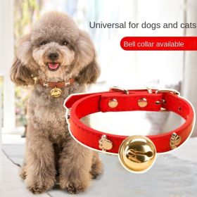 Leather Pet Collars Pet paw print bone alloy bell collar dog collar Best Santa Xmas Gifts cat collar (Color: Black, Size: XL)