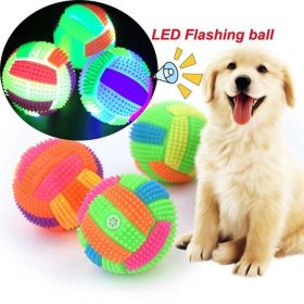 1pc Dog Bouncy Ball Radom Color Bouncing Massage Hedgehog Ball With LED Flashing Volleyball Sounded Luminous Dog Bite Chew Toy (Metal color: as the picture, Size: 6.5cm)