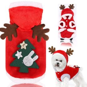 2021 New Pet Clothes Fall/winter Flannel Warm Festive Dress Elk Christmas Dress (Metal color: as the picture, Size: XS-1)