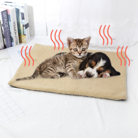 Self Heating Pet Mat; Non-Electric Pet Warming Pad; Self Warming ; Extra Warm Pet Mats For Dog & Cat (Color: Beige, Size: 60*45cm/23.6*17.7in)