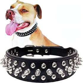 Adjustable Microfiber Leather Spiked Studded Dog Collar with a Squeak Ball Gift for Small Medium Large Pets Like Cats/Pit Bull/Bulldog/Pugs/Husky (Color: Pink, Size: S(10.8"-13.2" / 27.5cm-33.5cm))