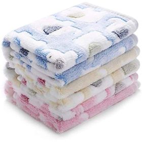 1 Pack 2 Blankets Super Soft Fluffy Premium Cute Elephant Pattern Pet Blanket Flannel Throw for Dog Puppy Cat (Color: Blue, Size: Large (Pack of 2))