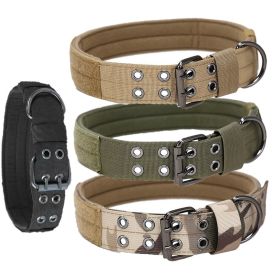 Super strong large dog collar with D-Ring & Buckle Collars Medium sized dog Golden haired horse dog Fierce dog collar (colour: Muddy color, Size: M)