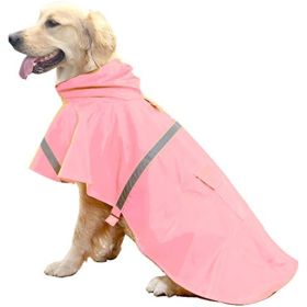 Dog Raincoats for Large Dogs with Reflective Strip Hoodie; Rain Poncho Jacket for Dogs (Color: D4-Pink, Size: [XXL])