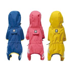 Small dog raincoat; body full surrounding; waterproof poncho pet clothes; with tow holes in the back (colour: Lake blue, Size: S (recommended weight 2-3 kg))