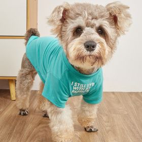 Pet Tee With "I Still Live With My Parents" Dog Printed Clothes; For Small & Medium Dogs (Size: M)