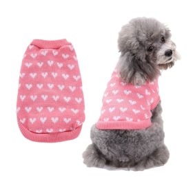 Pet Dog Sweater Turtleneck Dog Knitwear Warm Pet Sweater (Color: Pink, Size: L)