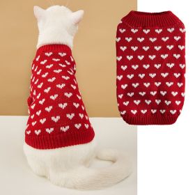 Pet Dog Sweater Turtleneck Dog Knitwear Warm Pet Sweater (Color: Red, Size: L)