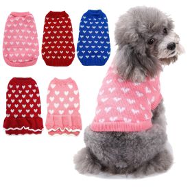 Pet Dog Sweater Turtleneck Dog Knitwear Warm Pet Sweater (Color: Pink, Size: S)