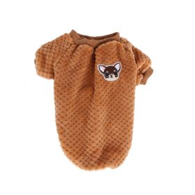 Pet Dog Clothes flannel Dog Winter Clothe Puppy (Color: Brown)