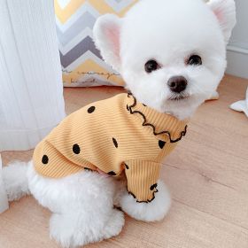 Dot turtleneck dog bottoming shirt (Color: yellow, Size: S)