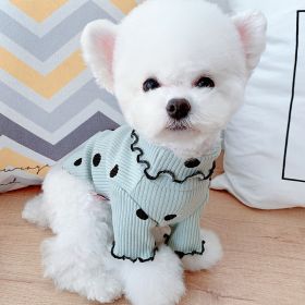 Dot turtleneck dog bottoming shirt (Color: Green, Size: S)