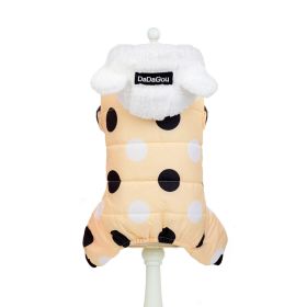 Warm big polka dot four-leg cotton coat (Color: Light Yellow, Size: S)