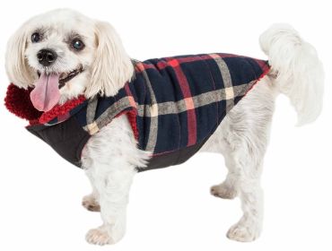 Pet Life 'Allegiance' Classical Plaided Insulated Dog Coat Jacket (Color: Blue, Size: Small)