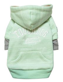 Touchdog Hampton Beach Designer Ultra Soft Sand-Blasted Cotton Pet Dog Hoodie Sweater (Color: Green, Size: Small)