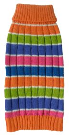 Tutti-Beauty Rainbow Heavy Cable Knitted Ribbed Designer Turtle Neck Dog Sweater (Size: Medium)