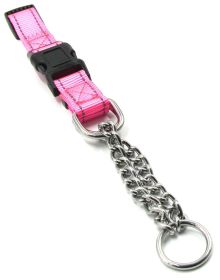 Pet Life 'Tutor-Sheild' Martingale Safety and Training Chain Dog Collar (Color: Pink, Size: Large)