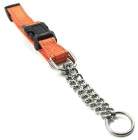 Pet Life 'Tutor-Sheild' Martingale Safety and Training Chain Dog Collar (Color: Orange, Size: Small)