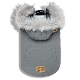 Touchdog 'Eskimo-Swag' Duck-Down Parka Dog Coat (Color: Grey, Size: Medium)