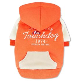 Touchdog 'Heritage' Soft-Cotton Fashion Dog Hoodie (Color: Orange, Size: X-Small)