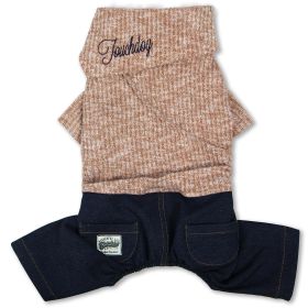 Touchdog Vogue Neck-Wrap Sweater and Denim Pant Outfit (Color: Peach, Size: X-Large)