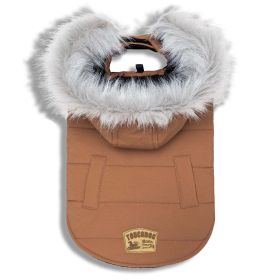 Touchdog 'Eskimo-Swag' Duck-Down Parka Dog Coat (Color: Brown, Size: Small)