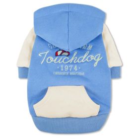 Touchdog 'Heritage' Soft-Cotton Fashion Dog Hoodie (Color: Blue, Size: X-Large)