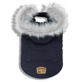 Touchdog 'Eskimo-Swag' Duck-Down Parka Dog Coat (Color: Navy, Size: Medium)