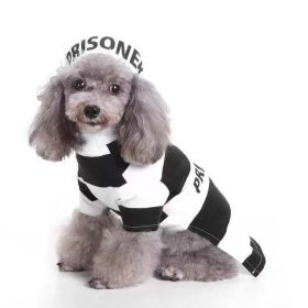 Pet Life Striped Retro Inmate Prisoner Pet Dog Costume Uniform (Color: BLACK / WHITE, Size: X-Small)