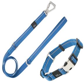 Pet Life 'Advent' Outdoor Series 3M Reflective 2-in-1 Durable Martingale Training Dog Leash and Collar (Color: Blue, Size: Medium)