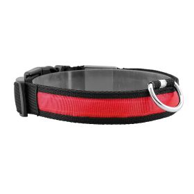 LED Dog Collar USB Rechargeable Adjustable Dog Safety Collar Night Safety Flashing Luminous Light up Collar (Color: Red, Size: M)