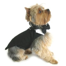 Black Dog Harness Tuxedo w/Tails, Bow Tie, and Cotton Collar (Size: XX-Large)